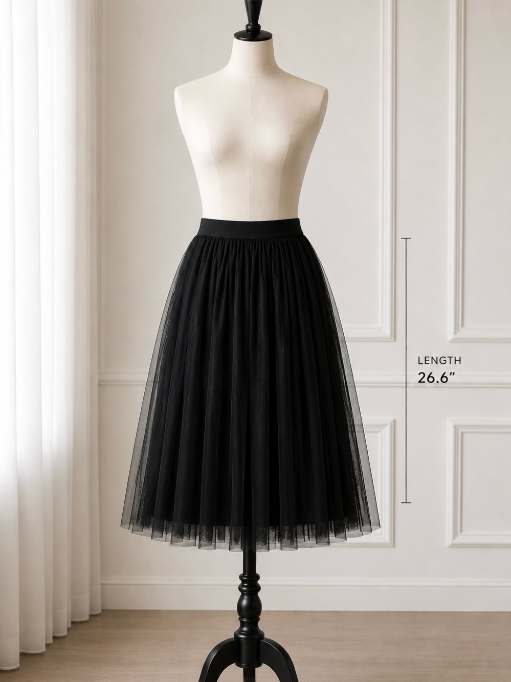 Forever 21 Black Midi Tulle Skirt